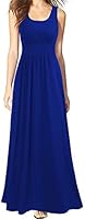 WOOSEA Women Sleeveless Scoop Neck Loose Plain Long Maxi Casual Dress