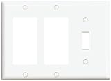 Leviton 80431-W 1-Toggle 2-Decora/Gfci Standard Size Wall Plate, 3 Gang, 4.5 In L X 6.38 In W 0.22 In T, White