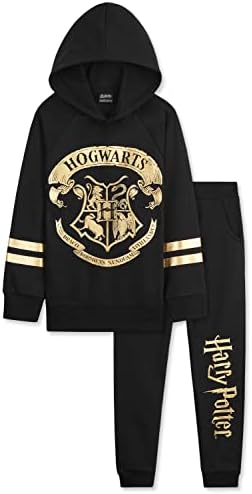 Harry Potter Girls Tracksuit, Hoodie and Girls Tracksuit Bottoms (11-12 Years, Black/Gold)