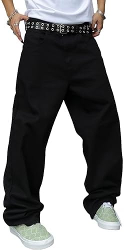 MZNBURAM Men's Super Baggy Jeans - Wide Leg Loose Fit Denim Pants