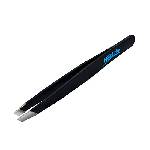 HotLife Professional Slant Tip Tweezers Best for Unwanted Hair & Eyebrow & Beard Removal, Stainless Steel Precision Tweezers for Your Daily Beauty(Black 6)