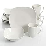 Gibson Home Zen Buffetware 12 Piece Dinnerware Set Service for 4, Square, White