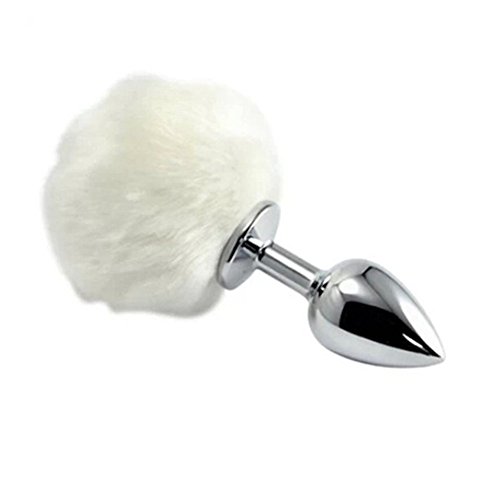 Sexbaby Small Size Butt Plug-Stainless Steel Metal Butt Plug Sexual Anus Rabbit’s Tail Anal Sex Toys for Women Fun Sex Games