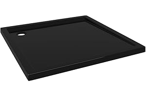 vidaXL Shower Base Tray, Bathroom Tray, Low Threshold Shower Pan, Slip-resistant, Easy to Clean & Assemble, Reinforced ABS, 35,4"x35,4"x1,6", Black