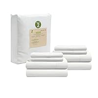LANE LINEN 100% Organic Cotton Queen Sheets, 8Pc Queen Bed Sheets, Soft & Breathable Queen Size, Crisp Percale Weave, Hotel-Quality Bedding Sheet & Pillowcases - White (2 Pack)