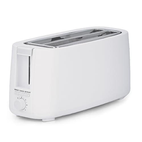 STATUS Atlanta 4 Slice Toaster, 1400W Wide Slot Kitchen Toaster with Variable Browning, Defrost, Reheat, Cancel and Crumb Tray, White (4SLWHTATLANTAX4)