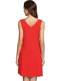 WiWi Camisón de bambú sin mangas para mujer, cuello en V, camisetas de dormir S-XXXXL (4XL)