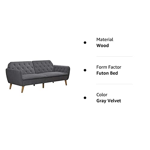 Novogratz Tallulah Memory Foam Futon, Gray Velvet Pricepulse