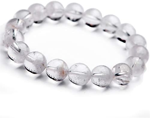 Genuine Jewelry Gemstone Bracelet Natural White Phantom Quartz Crystal Beads Stretch Gem
