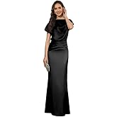 Cozcy Satin Mother of The Bride Dresses for Women Cape Sleeve Formal Dress Long Mermaid Evening Gown Maxi Dress