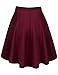 TWINTH Womens Versatile Stretchy Pleated Flare Skater Skirt Wine M
