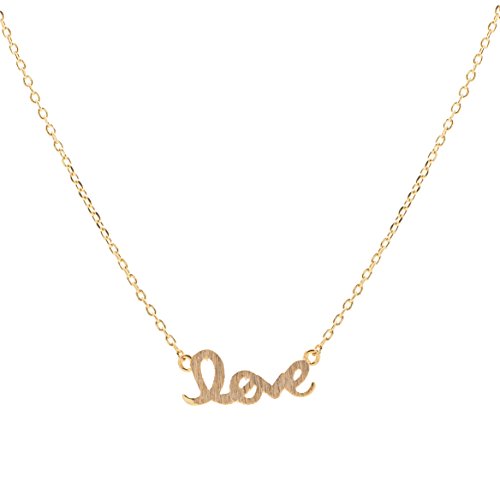 chelseachicNYC Handmade Itsy Bitsy LOVE Script Necklace Matte Gold