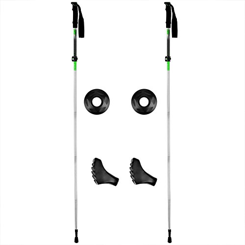 LoveisCool 2 Pack Trekking Poles - Folding, Collapsible, Adjustable,and Ultralight - Perfect for Hiking, Walking, Backpacking and Snowshoeing (green)