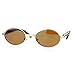 SA106 Retro Art Nouveau Vintage Style Small Oval Metal Frame Sunglasses Light Gold Solid Brown