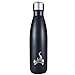 Insulated Water Bottle, 17 Oz Stainless Steel Double Wall Vacuum Sports Drink Bottles, Leak- proof and No Sweating Cola Shape Travel Bottles, Keeps Drinks Cold & Hot for 24 Hours (Black)