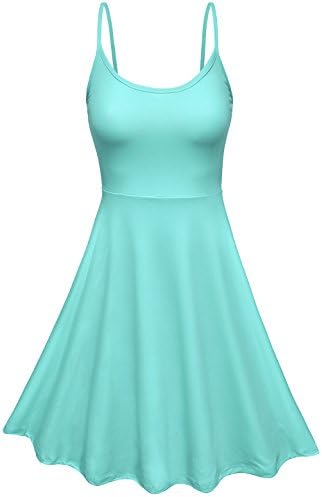 ZENNESSA Women's Cocktail Dress Sleeveless Cami Skater Garden Party Flare Mini Dress Large Aqua