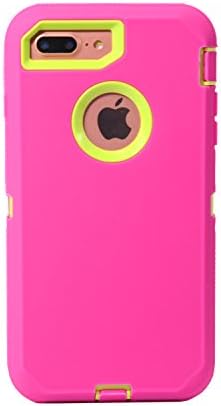 For iPhone 8Plus &amp; 7Plus (5.5") case, Chanroy Body Armor Heavy Duty Dirtproof Shockproof Hybrid Defender Case for iPhone 8Plus &amp; 7Plus(Rose pink on Green)
