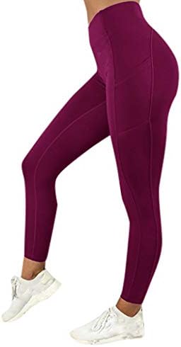 CapsA Yoga Leggings for Women Solid Pocket Sweatpants Workout Leggings Fitness Sports Running Yoga Athletic Pants