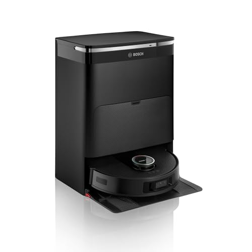 Bosch Spotless Max Cam BCRDW3BX Saugroboter mit Wischfunktion, 11.000 Pa Saugkaft, rotierende Wischpads, Nass-Trocken-Servicestation, Selbstreinigung, Smart Vision Kamera, Steuerung per App, schwarz