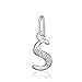 BORUO 925 Sterling Silver Cubic Zirconia A-Z Initial Letters Alphabet Dangling charms Pendant (Letter-S)