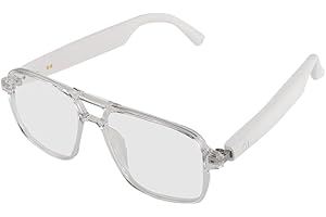 Piluyaa Smart Glasses Bluetooth Audio Sunglasses for Men Women with Dual Stereo Speakers, Open Ear Music &HD Calling, Touch &Voice Assistant, UV Protection——GS10 White