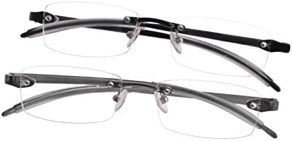 Glassesshop 2 Pack Clear Rimless Reading Glasses Super lightweight and flexible TR90 Material ( 2 Pack)-Black and Gray (Gray/Black, 3.0)