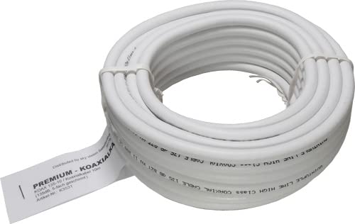 SET-ONE Premium coaxial cable, ideal as an antenna cable for DVB-S,S2 and DVB-T systems, antenna cable 10 m, white