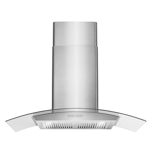 COSMO COS-668A900 36 in. Vista Collection 380 CFM Ducted Wall Mount Range Hood, Button Controls, LED Lights, Stainless Steel