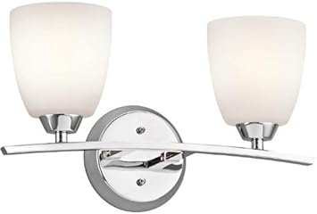 Kichler 45359ch Granby Reversible Glass Wall Vanity Lighting 2 Light 200 Total Watts Chrome Vanity Lighting Fixtures Amazon Com