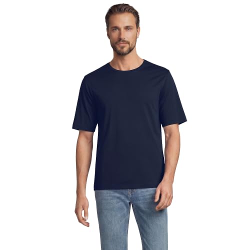 Lands' End Men's Short Sleeve American-Grown Supima Cotton Tee XX-Large Radiant Navy at Amazon