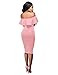Women Sexy Off The Shoulder Ruffle Slim Fit Bodycon Cocktail Party Midi Dress Pink L