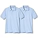 French Toast Boys' Little 2-Pack Short Sleeve Pique Polo Shirt, Light Blue, S (6/7)