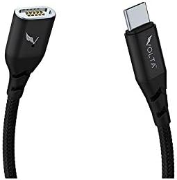 VOLTA XL USB-C to USB-C, Power Delivery Magnetic Type-C Charger, 3.0 Quick Charge, Fast Charge, Rapid Charge & OTG Compatible (x1 Cable Only, Tip Not Included, Black, 1.8m/5.9ft)