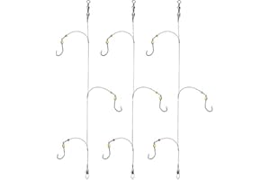 ANNIBBY Fishing Hook with Leader,5 Hooks Fishing Rig-7 Strands Nylon Coated Fishing Leader with Swivle,Snap,Hooks