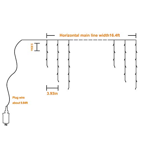 Icicle Lights, Christmas Fairy Hanging Lights 306 LED, 8 Modes Window Curtain Lights Outdoor, Falling Lights for Wedding Party Garden Home Bedroom Indoor/Outdoor Decoration (Warm White)