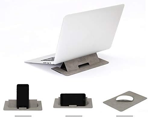 LOOKOOL Lightweight Laptop Stand, Multi Use 4 in 1 Stand,Laptop Stand,Pad Stand,Mobile Phone Stand,Mouse Pad,Compatible with All Kinds of Laptops,Pads and Mobile Phone Gray