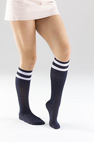 12 Pairs of excell Womens Knee High Socks, Neon Striped Sock (12 Pairs Assorted A)