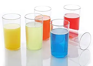 Kuber Industries 6 Pieces Unbreakable Stylish Transparent Water Glass/Juice Glass/Beer Glass/Wine Glass Plastic Glass Set 250 Ml (White)-KUBMART11422