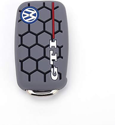Silicone Car Key Cover compatible with Volkswagen,Golf 4/5/6,Scirocco,Seat(Grey)