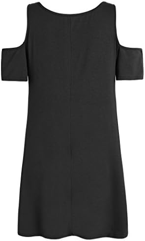 Weintee Women's Cold Shoulder Short Dress with Pockets