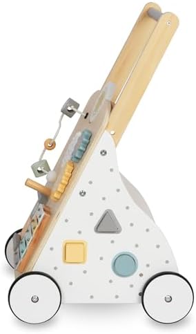 Lauflernwagen aus Holz mit Multifunktionalem 8in1 Spielcenter – Motorikspielzeug für Kleinkinder, Stabile Konstruktion, Xylophon und Zahnräder