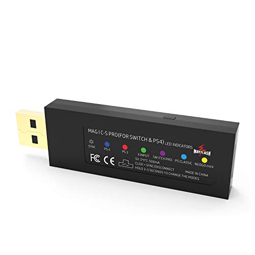 MAYFLASH Magic-S PRO 1 Wireless Bluetooth USB Adapter for PS4, Switch, macOS, Windows, Raspberry Pi, Compatible with PS5,PS4, Switch Pro, Switch Joy Con Controller and More
