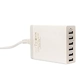ETvalley50 Watt Multi-Port 6 Port USB Outlet Charger High Speed for Apple iPhone iPod iPad Samsung Android Tablets and Others (White)