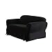 Green Living Group Chezmoi Collection Soft Micro Suede Solid Loveseat Cover Slipcover with Elastic Band Under Seat Cushion, Black