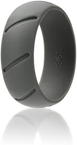 SOL Mens Rubber Wedding Ring - Grey Silicone Wedding Band For Men - Safe And Flexible with Men's Unique Design Size 9