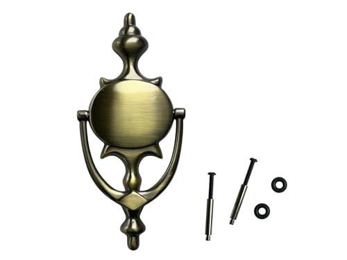 QCAA Solid Brass Door Knocker, 7-3/4", Antique Brass, 1 Pack, Made in Taiwan