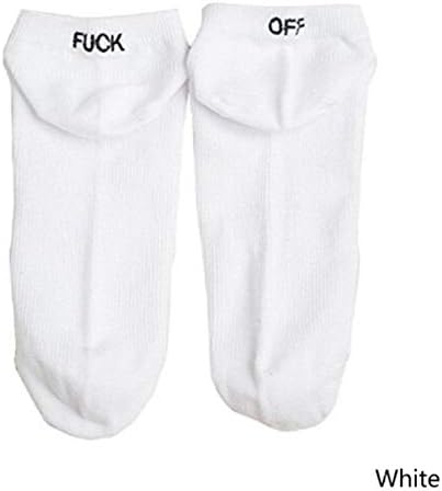 hjfgy Functional Summer Women Mens Cute Letter Print Fucks Off Casual Knit Wool Funny Socks Black White for Camping, Picnic and Other Outdoor Activities