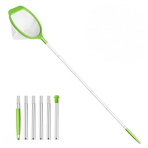 KGC Recogedor de Piscina con Mango Ajustable 69–143 cm – Malla Ultrafina para Piscinas, estanques, para jacuzzis, Jardines, para Bestway, Piscinas Infantiles y spas – Verde