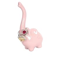 Beth Marie Luxury Boutique Baby Elephant Ring Holder, Pink Ceramic Engagement and Wedding Ring Holder, Measures 2.5" W x 4" H x 1.5" D