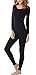 UYES Women's Thermal Underwear Set Top & Bottom Fleece Lined, W1 Black, Small